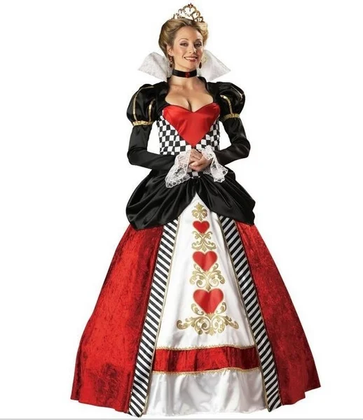 Coldker Women's Queen of Hearts Vintage Luxury Dress Cosplay Costume