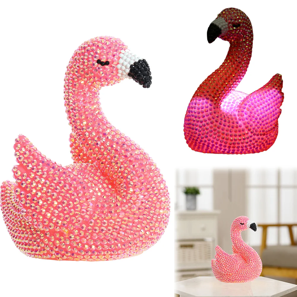 DIY Flamingo Diamond Painting Night Light Diamond Painting Bedside Lamp for Kid Gift