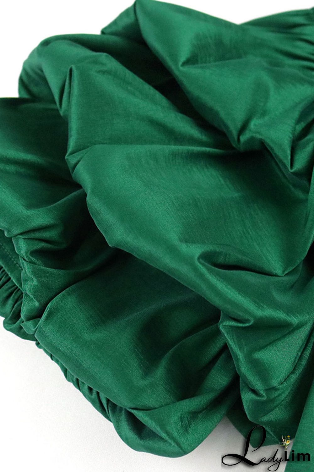 Green Elegant Solid Split Joint Oblique Collar Evening Dress Dresses