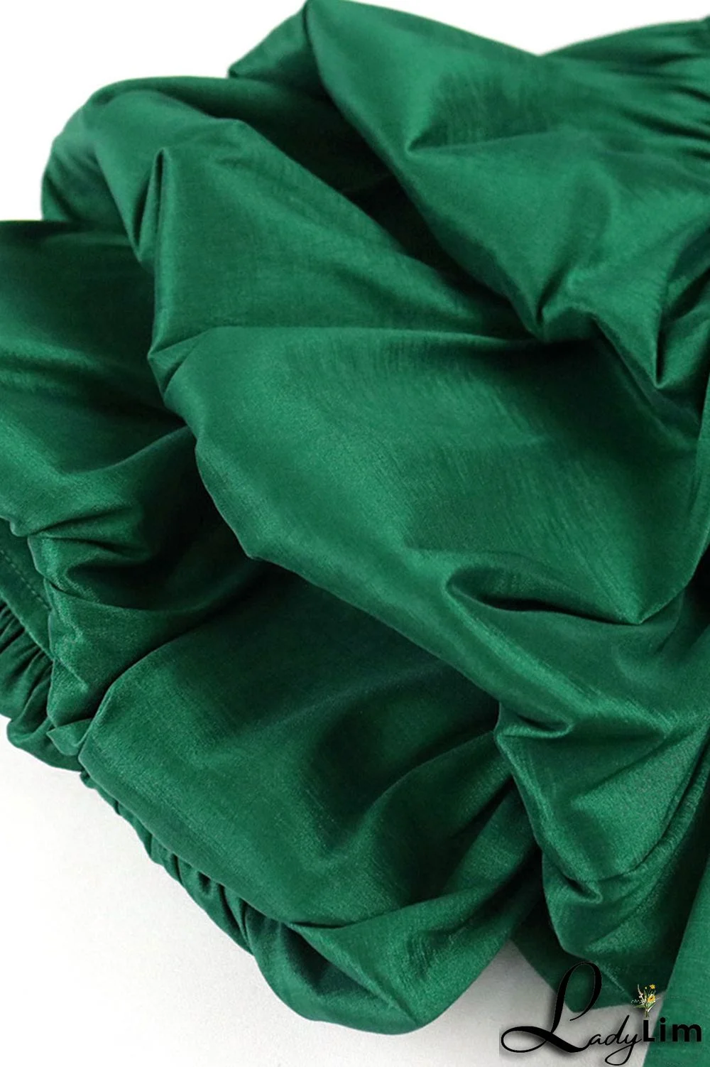 Green Elegant Solid Split Joint Oblique Collar Evening Dress Dresses