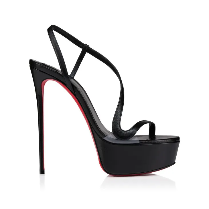150mm  Spotlight Wavy Straps Sandals Red Bottom Stilettos High Heel Sandals Platform