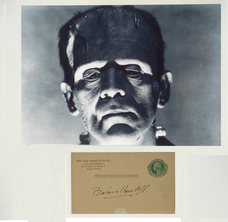 BORIS KARLOFF SIGNED Autographed Card & Photo Poster painting Frankenstein The Mummy Behind The Mask wcoa