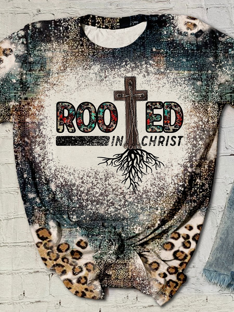 Rooted In Christ Print Short Sleeve T-shirt