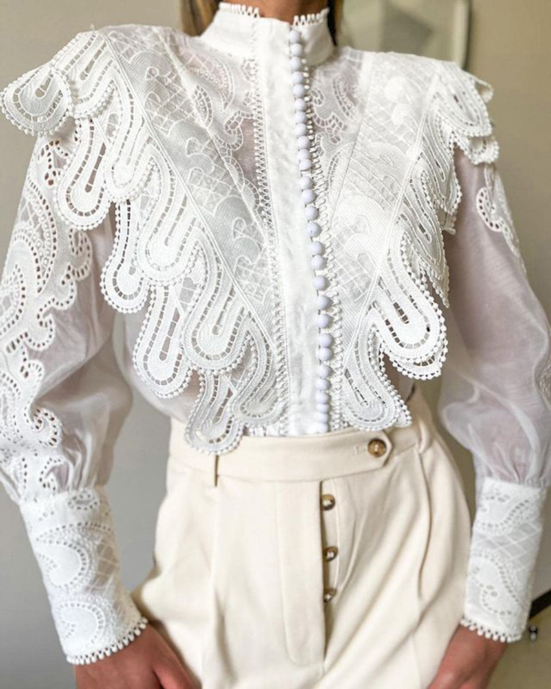 Vacation Puff Sleeve Lace Shirt