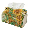 (24cm)Sunflower Butterfly 24cm DIY Diamond Painting Rhinestones Decorative Tissue Box Reusable Crystal Mosaic PU Tissue Holder for Home Car Desk Decoration Craft
