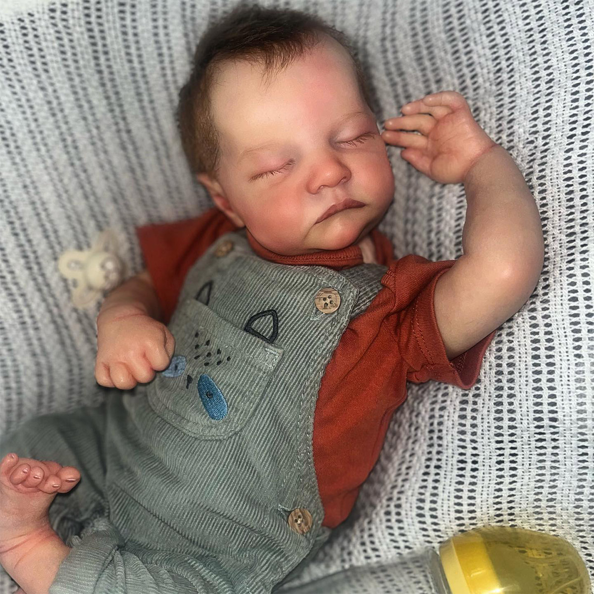 Realistische Babypuppe 30cm - Weiche Vinyl Puppe Mit Korb, Kissen, Quilt & Schnuller