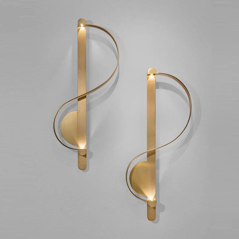 Postmodern Minimalist Creative S-shaped Copper Wall Lamp