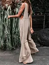 Flax Cotton Wide Leg Sleeveless Jumpsuits