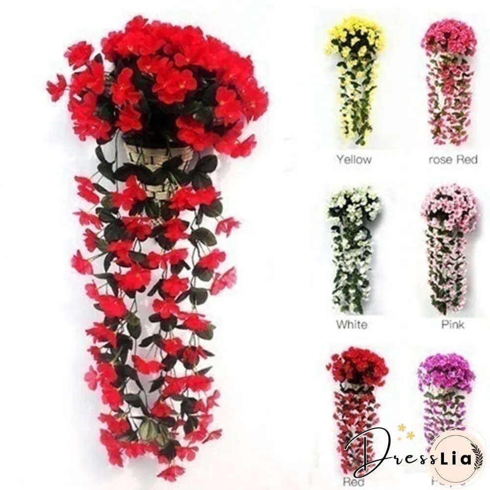 Colors 1Pcs Home Simulation Hanging Wall Artificial Fake Silk Violet orchid Flower Rattan