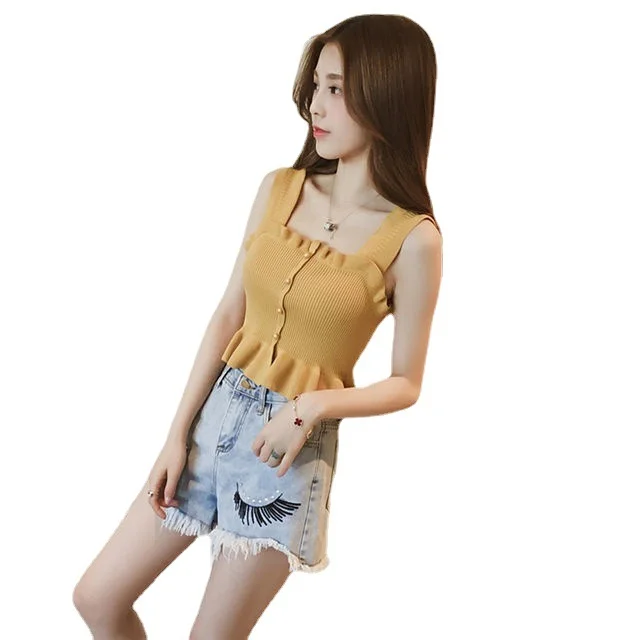 Uveng Uveng Summer New Vest Sling Women Wear A Sexy Wooden Ear Top