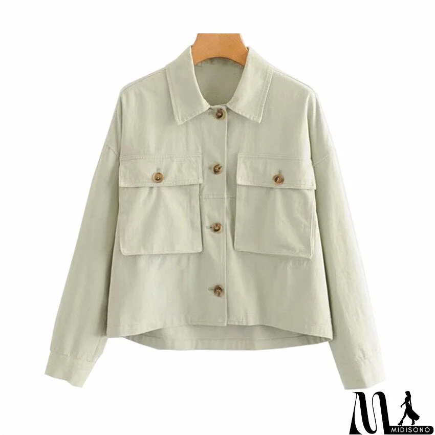 MidiSono - Women Fashion Coats Button pocket design loose Irregular punk outerwear