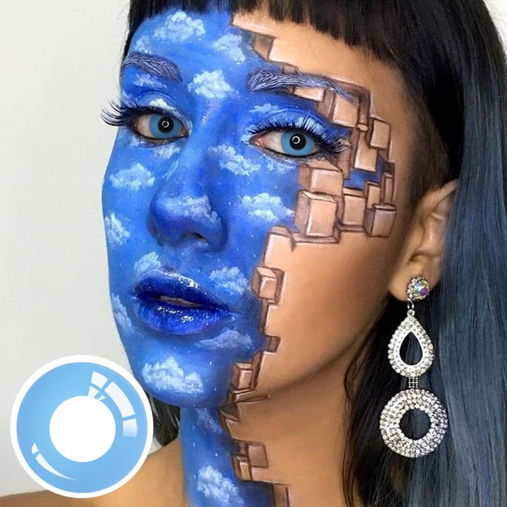 Cambridge Blue Block Halloween Contact Lenses