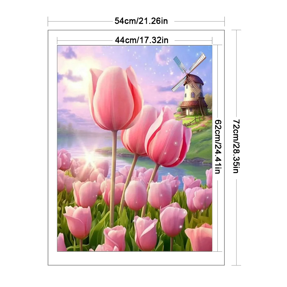 9CT Full Stamped Cross Stitch Bead Embroidery- Tulip(Canvas|44*62CM)