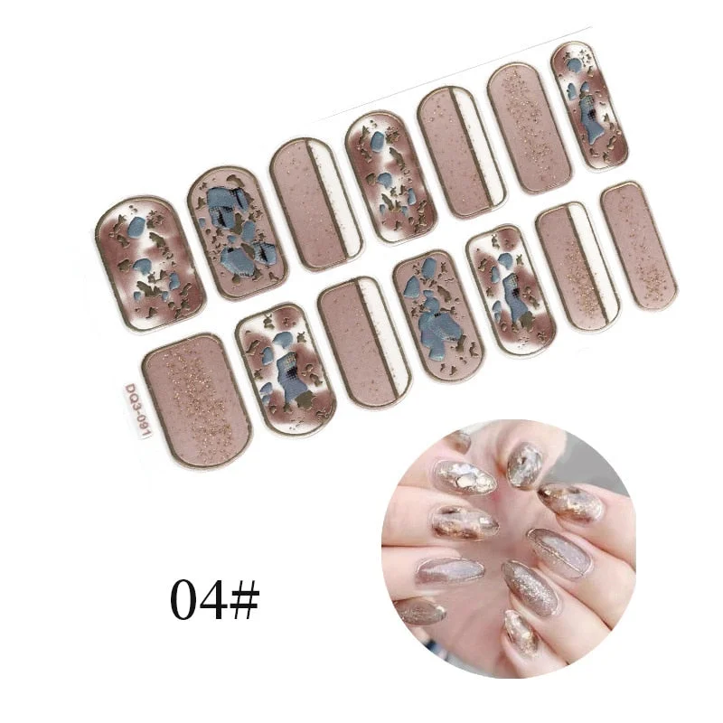 New Designs Full Cover Nail Stickers Fashion Flowers Nail Sticker Set Self Adhesive Manicure Decoracion Nail Strips-Nail Inspo