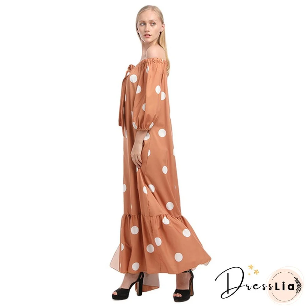 Women's Off-shoulder Polka Dot Summer Casual Boho Holiday Maxi Dress
