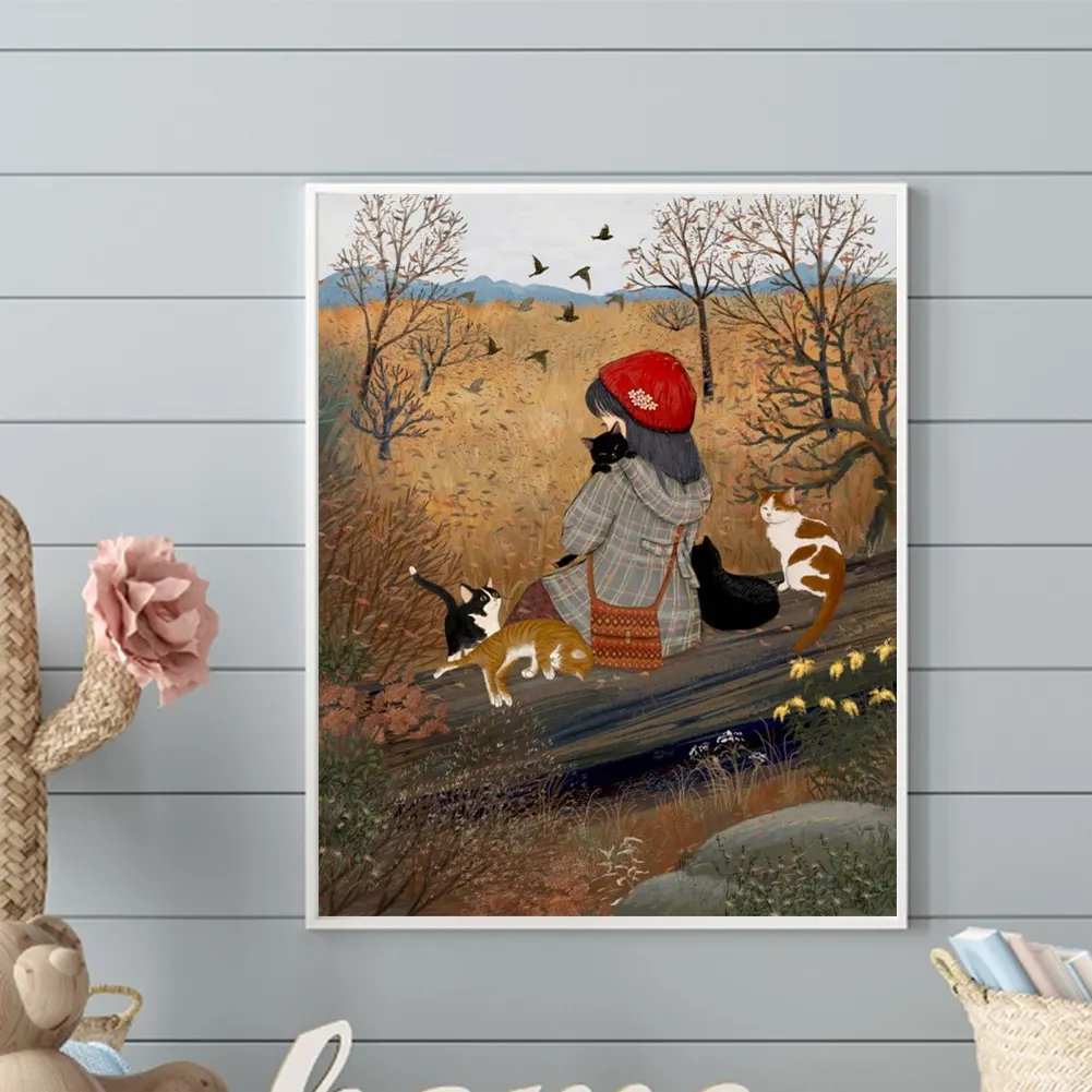 Full Round Diamond Painting 40*50cm - Autumn Atmosphere Girl
