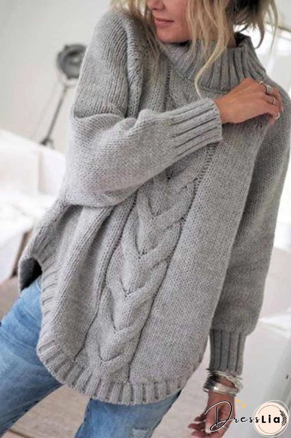 Turtleneck Loose Knitted Jumper Winter Streetwear(3 Colors)