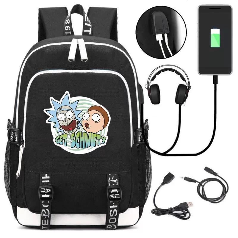 Mayoulove Anime Rick And Morty #4 USB Charging Backpack School Note Book Laptop Travel Bags-Mayoulove