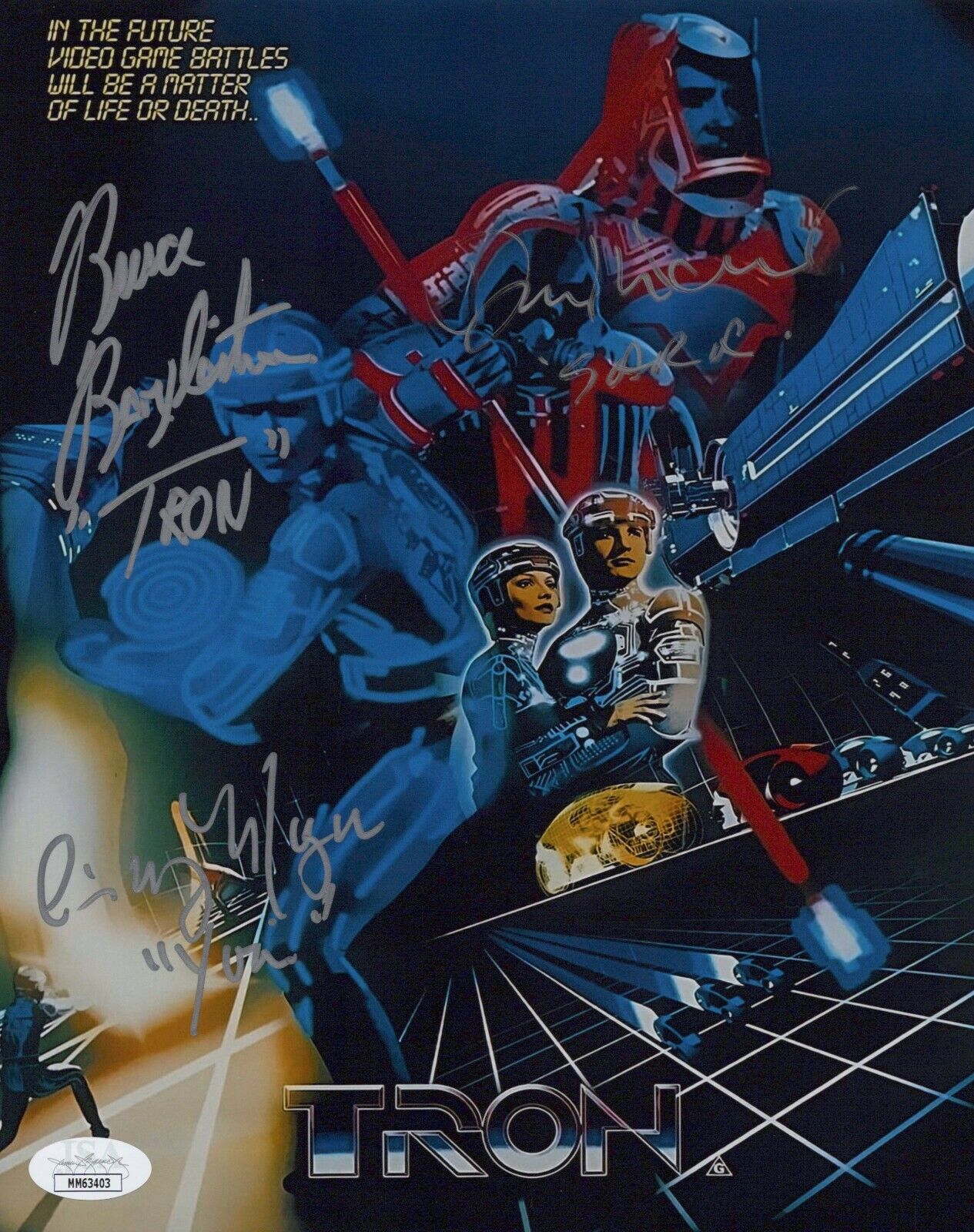 BRUCE BOXLEITNER & DAVID WARNER +1 Signed 8x10 TRON Photo Poster painting Autograph JSA COA Cert