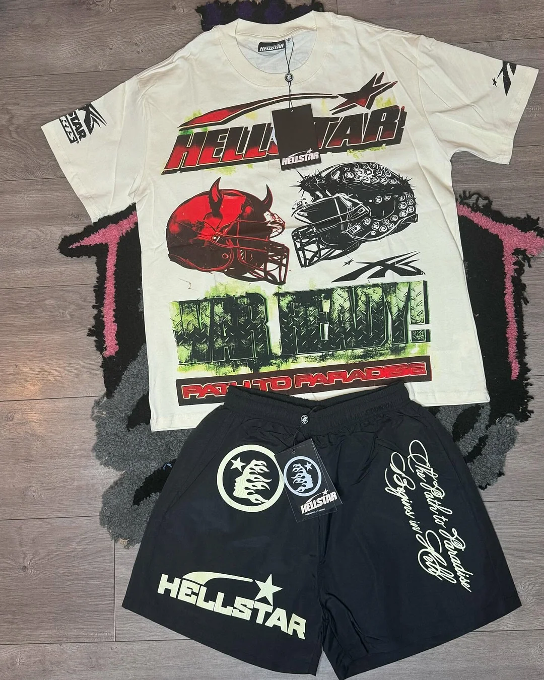 New HellStar4 T-shirt Shorts Two-Piece Set
