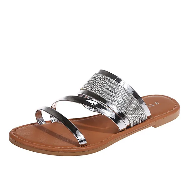 Summer Women's Fashion Flat Sandals Bright Casual Beach Slippers Plus Size 35-43