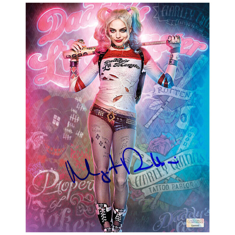 Margot Robbie Autographed Harley Quinn 8×10 Photo Poster painting