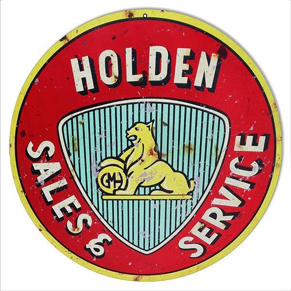 Holden sales & service - enseigne en étain rond - 30*30cm