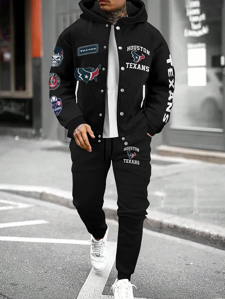 Houston Texans  2026  New Design Hooded Jacket With Drawstring Waistband Joggers 2pcs Set