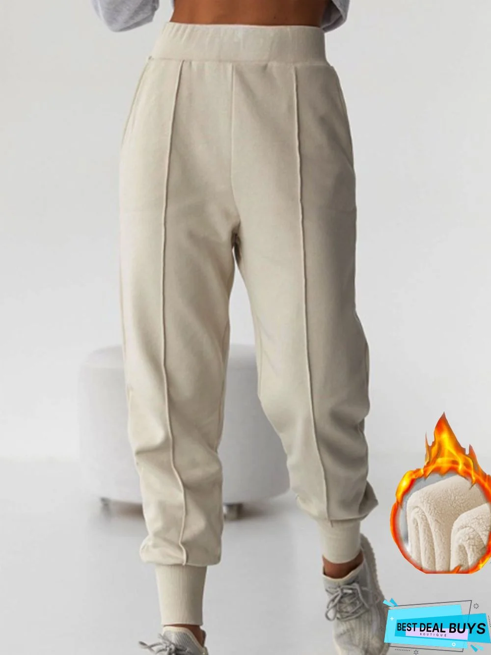 Plain Fluff Warmth Casual Sweatpants