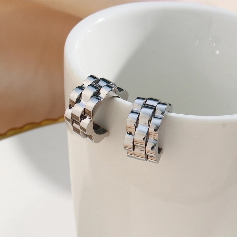 Hip-Hop Geometric Plating 304 Stainless Steel No Inlaid 18K Gold Plated Earrings