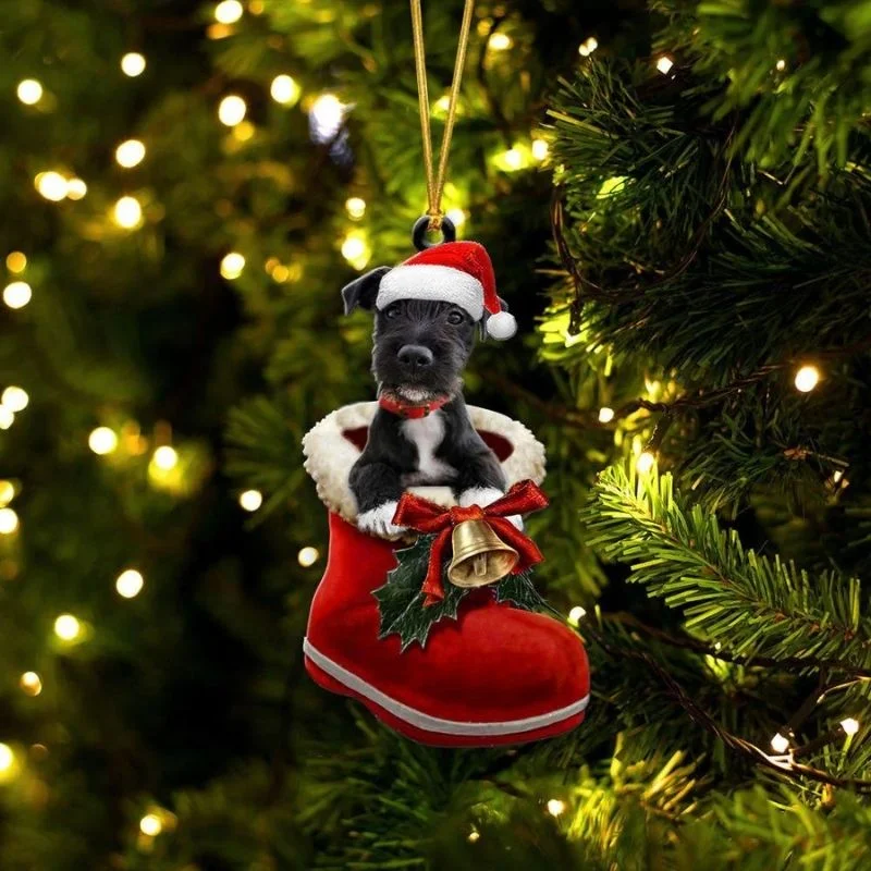 VigorDaily Patterdale Terrier In Santa Boot Christmas Hanging Ornament SB113