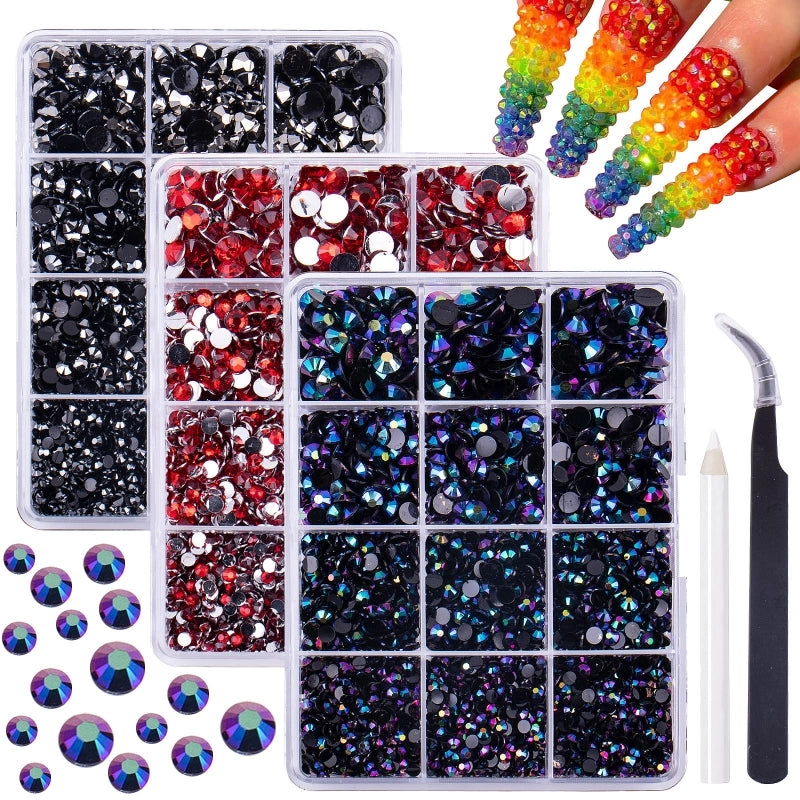 New 12-Grid Color Acrylic-Based Resin Bottoming Drill Nail Ornament Beads Bulk DIY Assortment Pack Material