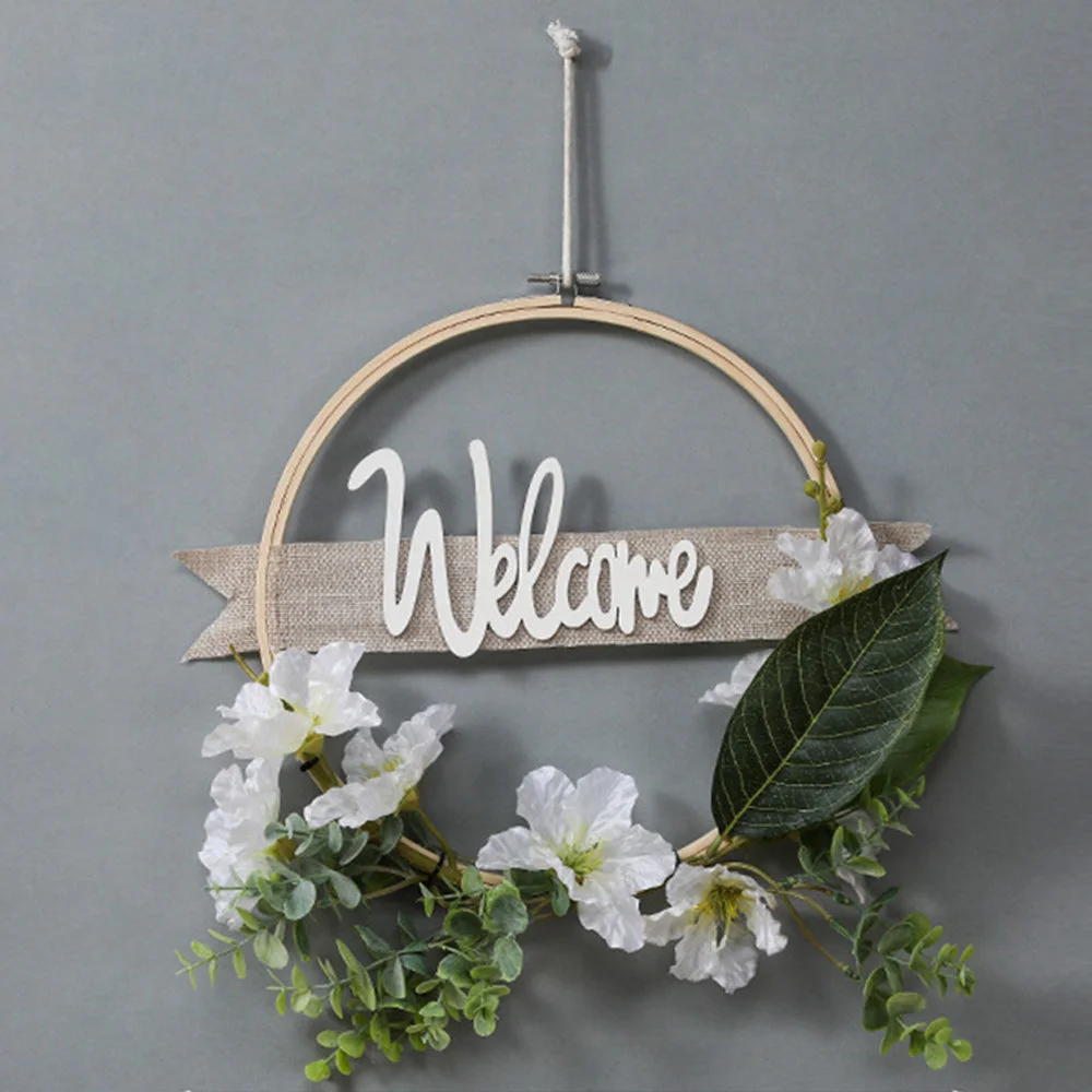 Simulation Eucalyptus Leaf Bamboo Circle Festive Decoration Garland