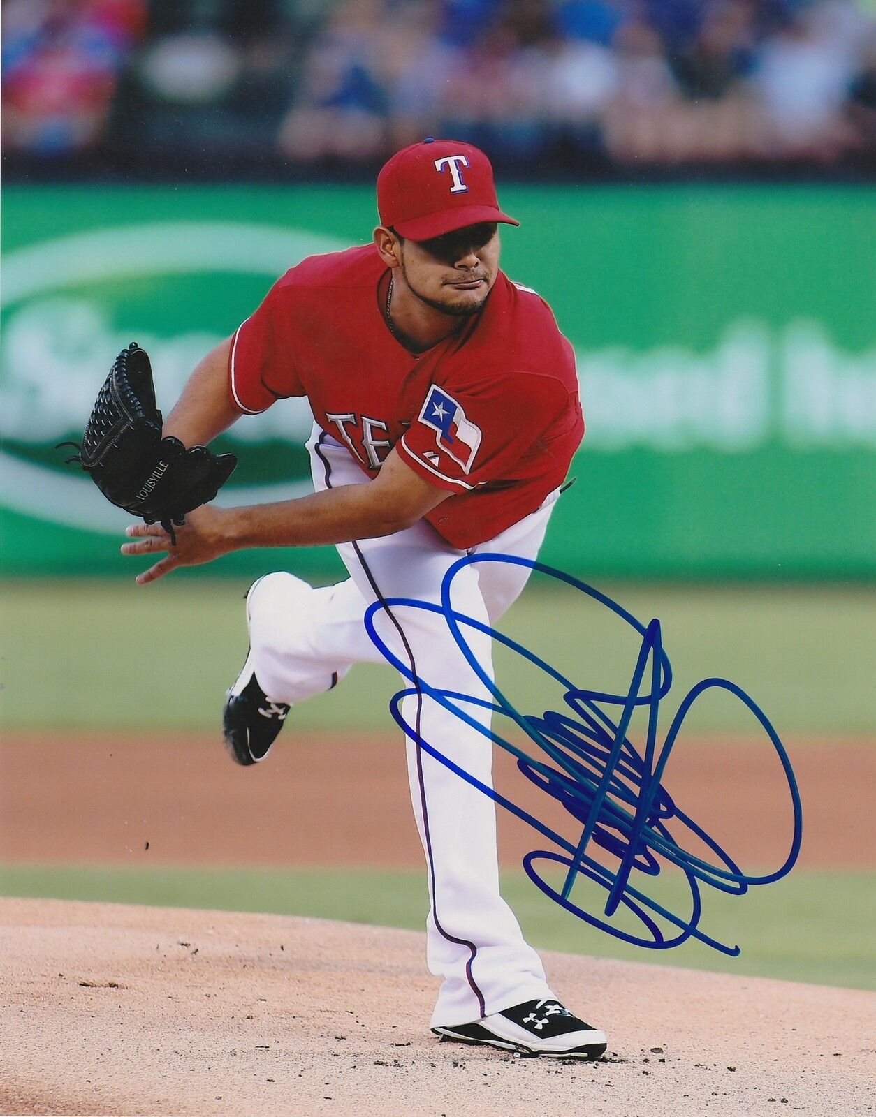 MARTIN PEREZ TEXAS RANGERS ACTION SIGNED 8x10