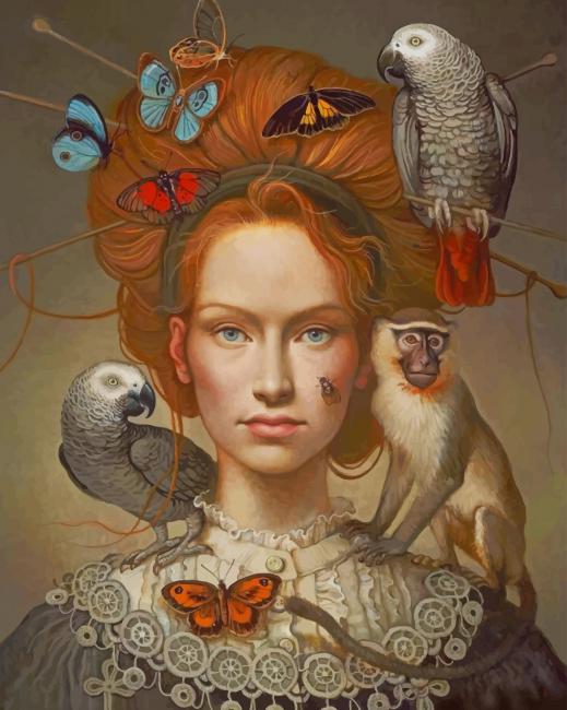

Surrealism Girl With Animals – Paint By Numbers - 40*50CM, 501 Original