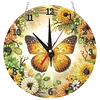 2D flache DIY-Schmetterlingsblumen Acryl 5D Diamant-Kunstuhr-Set f&uuml;r Wohnkultur
