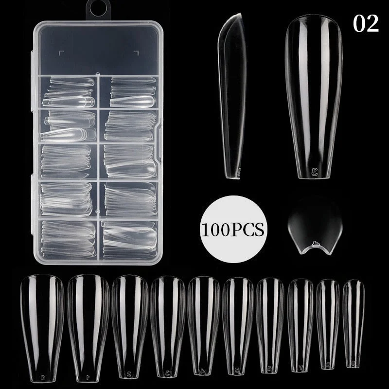 120Pcs False Full Nail Tips Quick Building Mold Tips Nail Dual Forms Finger Extension Nail Art UV extension Easy Find Nail Tools-Nail Inspo