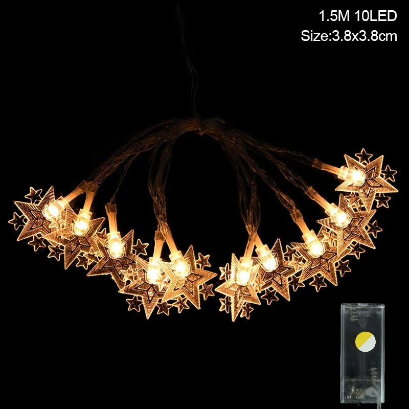 Moon Star LEd Light String Eid Mubarak Decoration for Home Ramadan Kareem Muslim Islamic Decor Hajj Mubarak Eid Gifts Al Adha