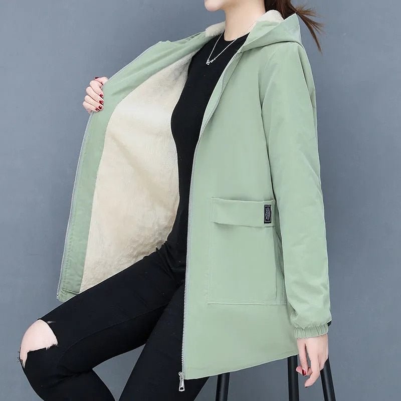 Women Autumn Winter Jackets 2021 New Plus Velvet Warm Cotton Padded Coat Plus Size 4XL Female Hooded Windbreaker Coat Outerwear