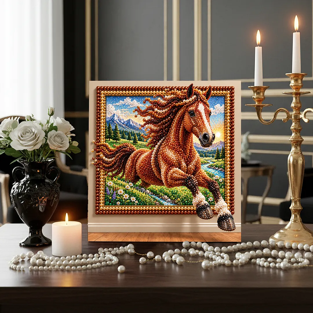 Pearl Painting Kit for Adults Horse with Frame 11.81x11.81in