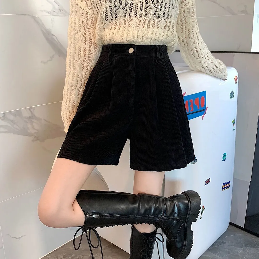 Brownm Academia High Waist Corduroy Shorts