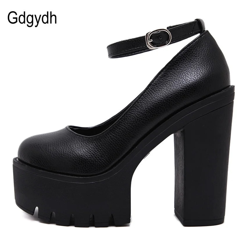 Gdgydh 2021 new spring autumn casual high-heeled shoes sexy ruslana korshunova thick heels platform pumps Black White Size 42