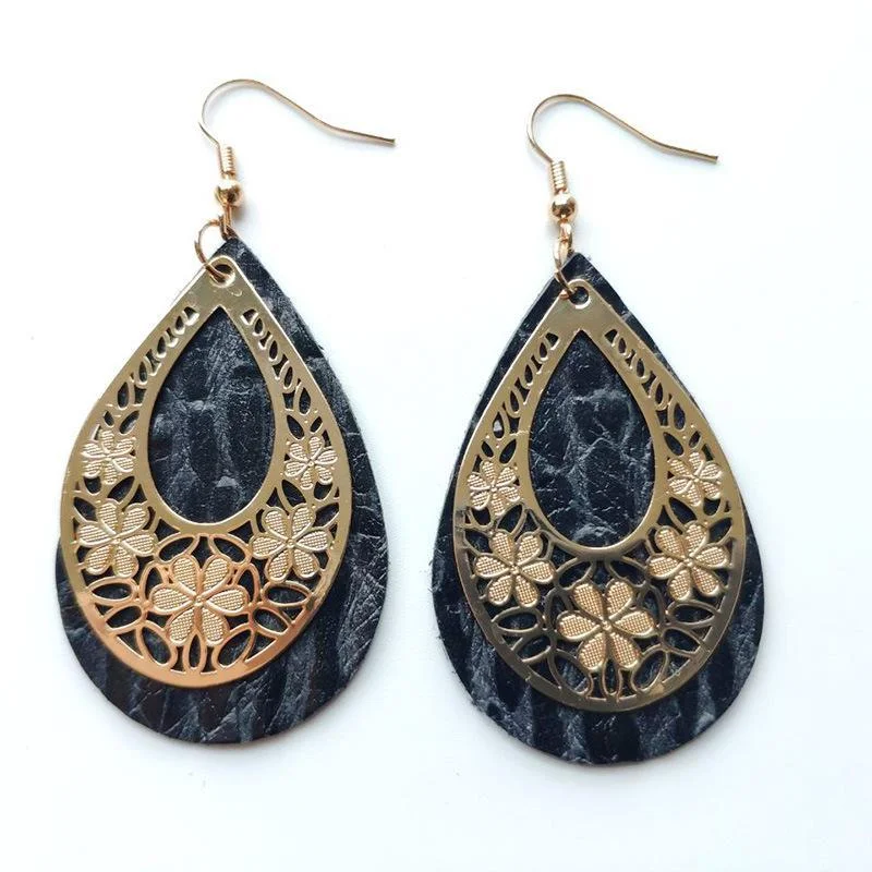 Women drop shape hollowed-out retro earings