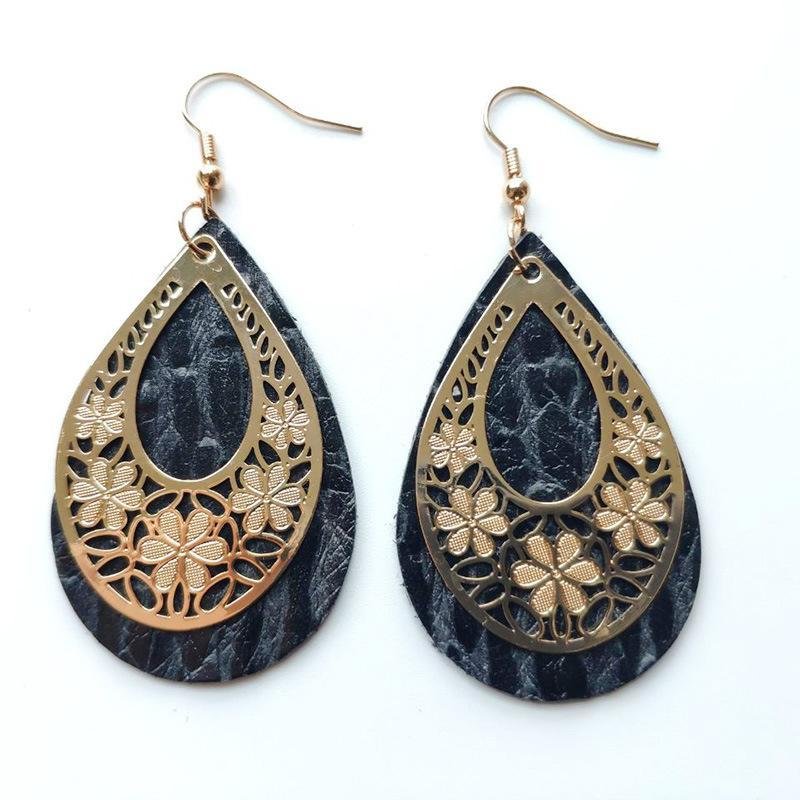 Women drop shape hollowed-out retro earings