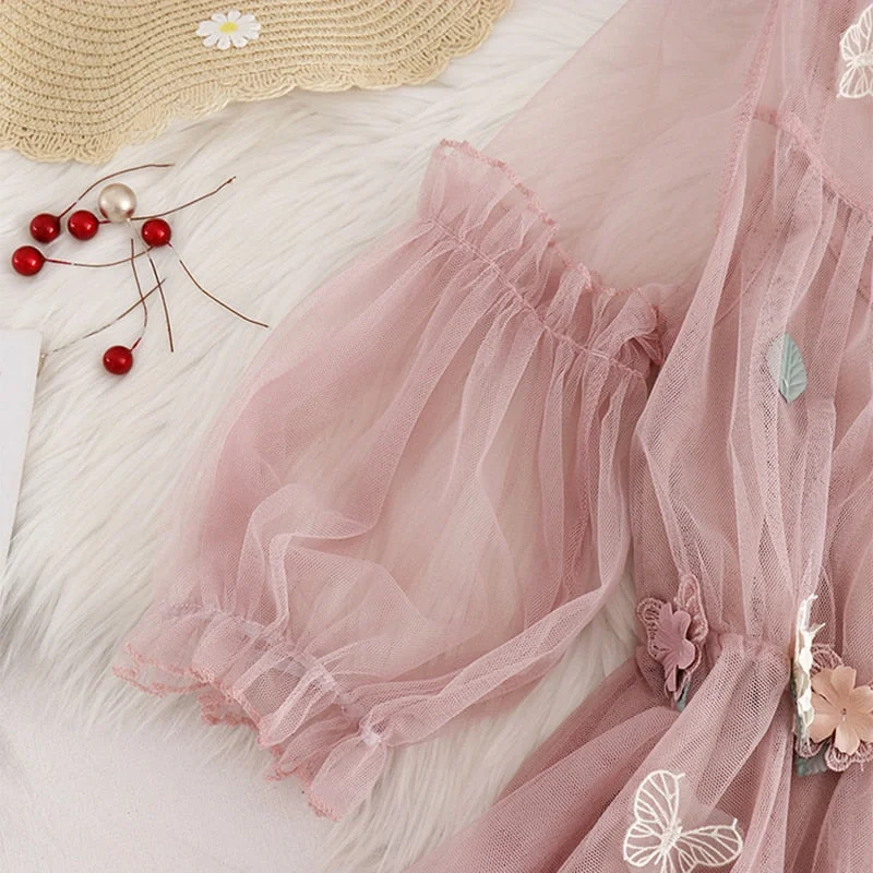Sanishroly Summer Autumn Women Long A-Line Dress Sweet Floral Butterfly ...