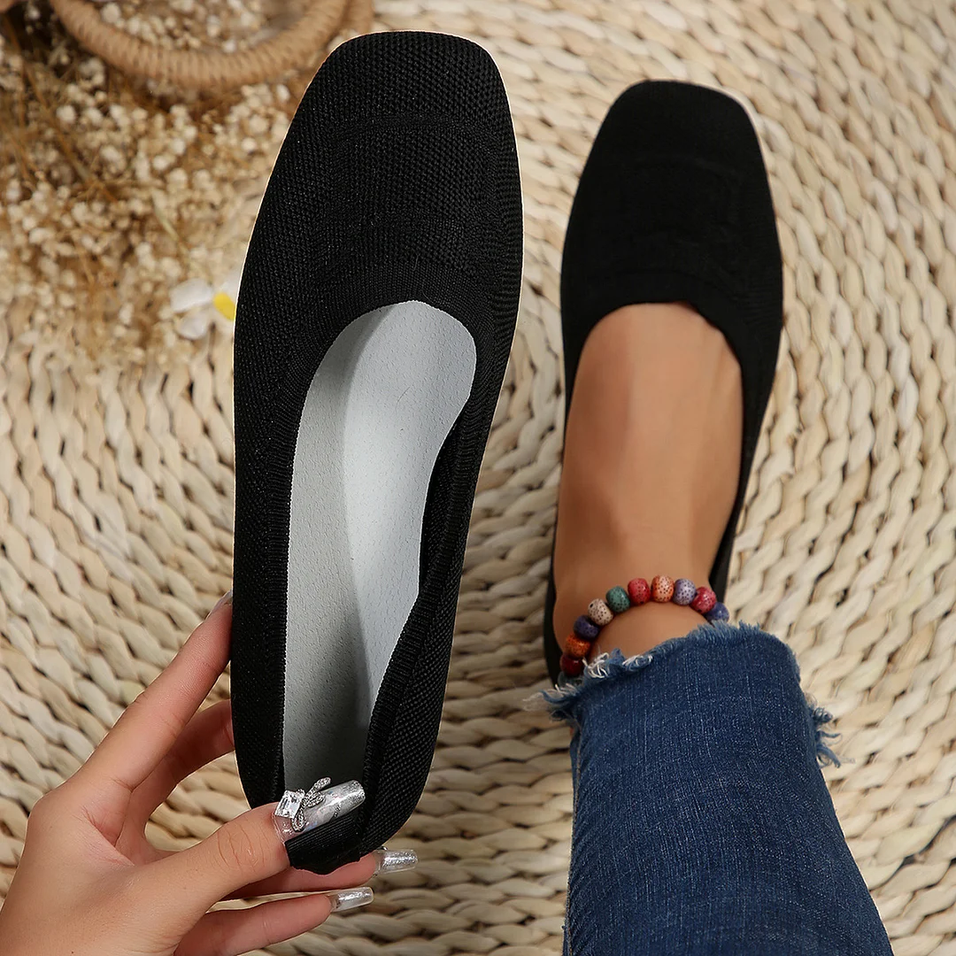 Tanguoant Tanguoant Size Fly Woven Single Shoes Female Spring Autumn New Square Head Low Heel Lazy Casual Mother Shoes