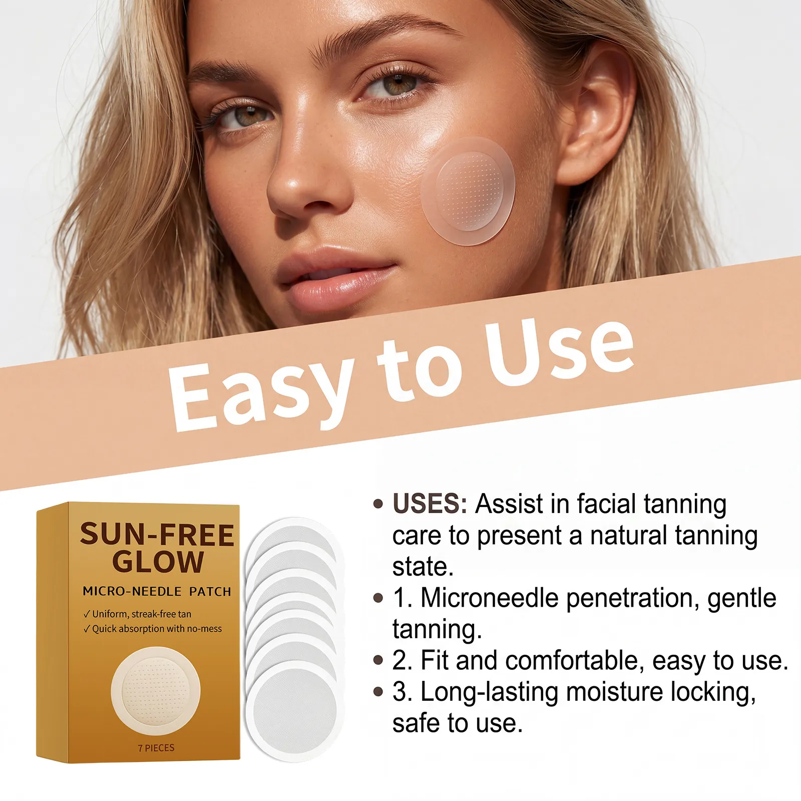 Facial tanning care patch display