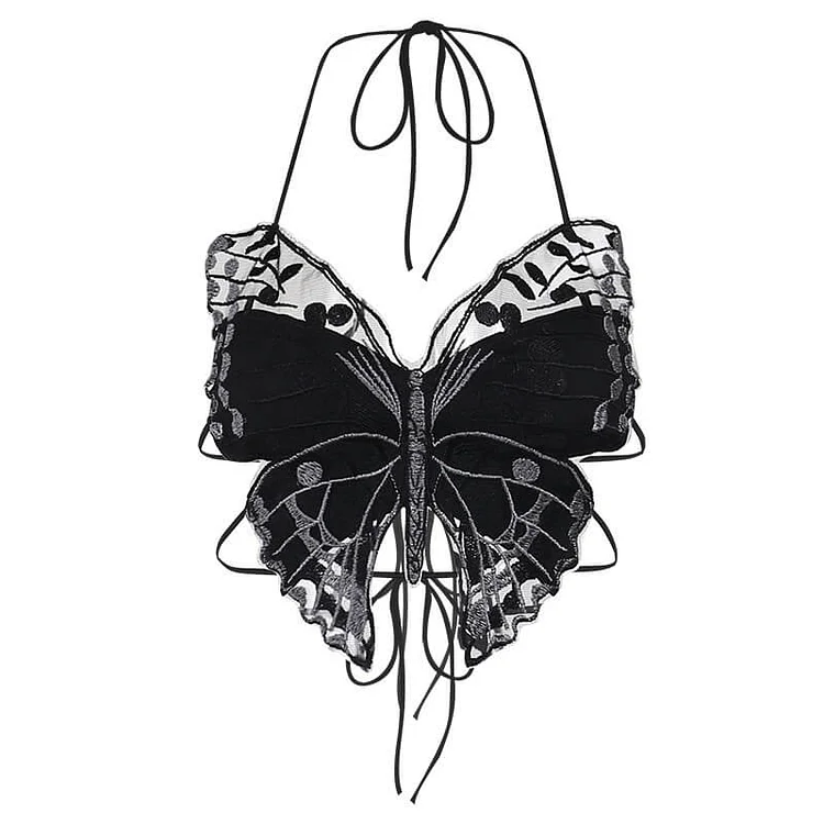 Butterfly in dark cami top