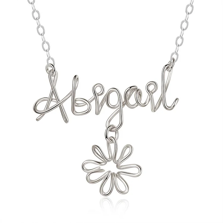 Handmade Personalized Name Necklace With Flower Gift For Her