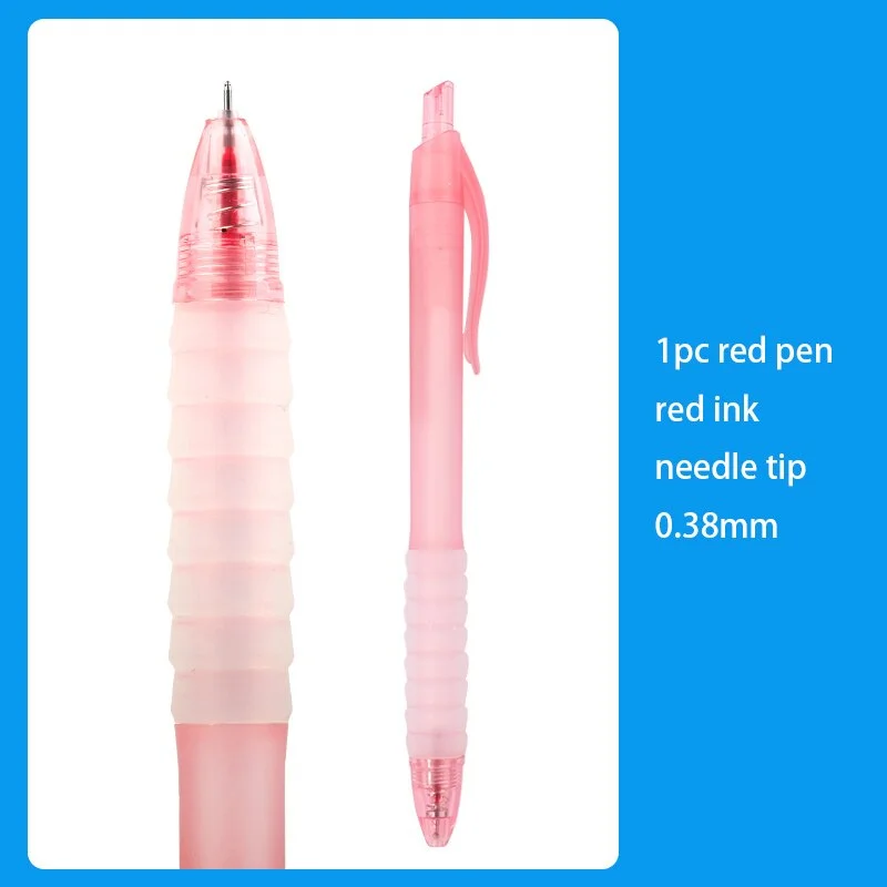 1PC Click Gel Pens Black Blue Red Ink Needle Tip 0.38mm Soft Rubber Grip Carbon Pens School Office Supplies Student Stationery